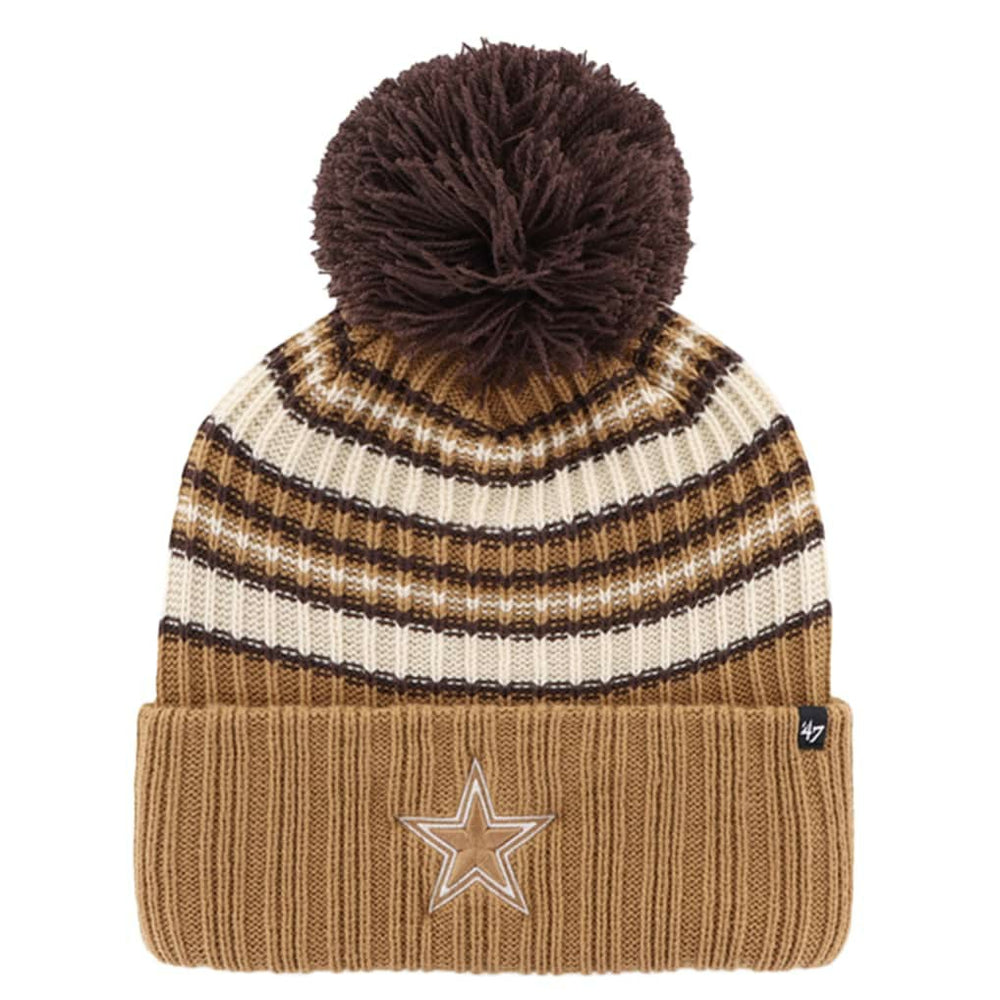 Dallas Cowboys '47 Women's Espresso Cuffed Knit Hat with Pom - Brown for sale