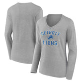 Detroit Lions Women's Victory Arch V-Neck Long Sleeve T-Shirt - Gray for sale