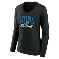 Detroit Lions Women's Victory Script V-Neck Long Sleeve T-Shirt - Black for sale