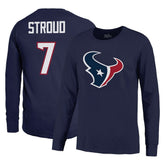 C.J. Stroud Houston Texans Majestic Threads Name & Number Long Sleeve T-Shirt – Navy on sale