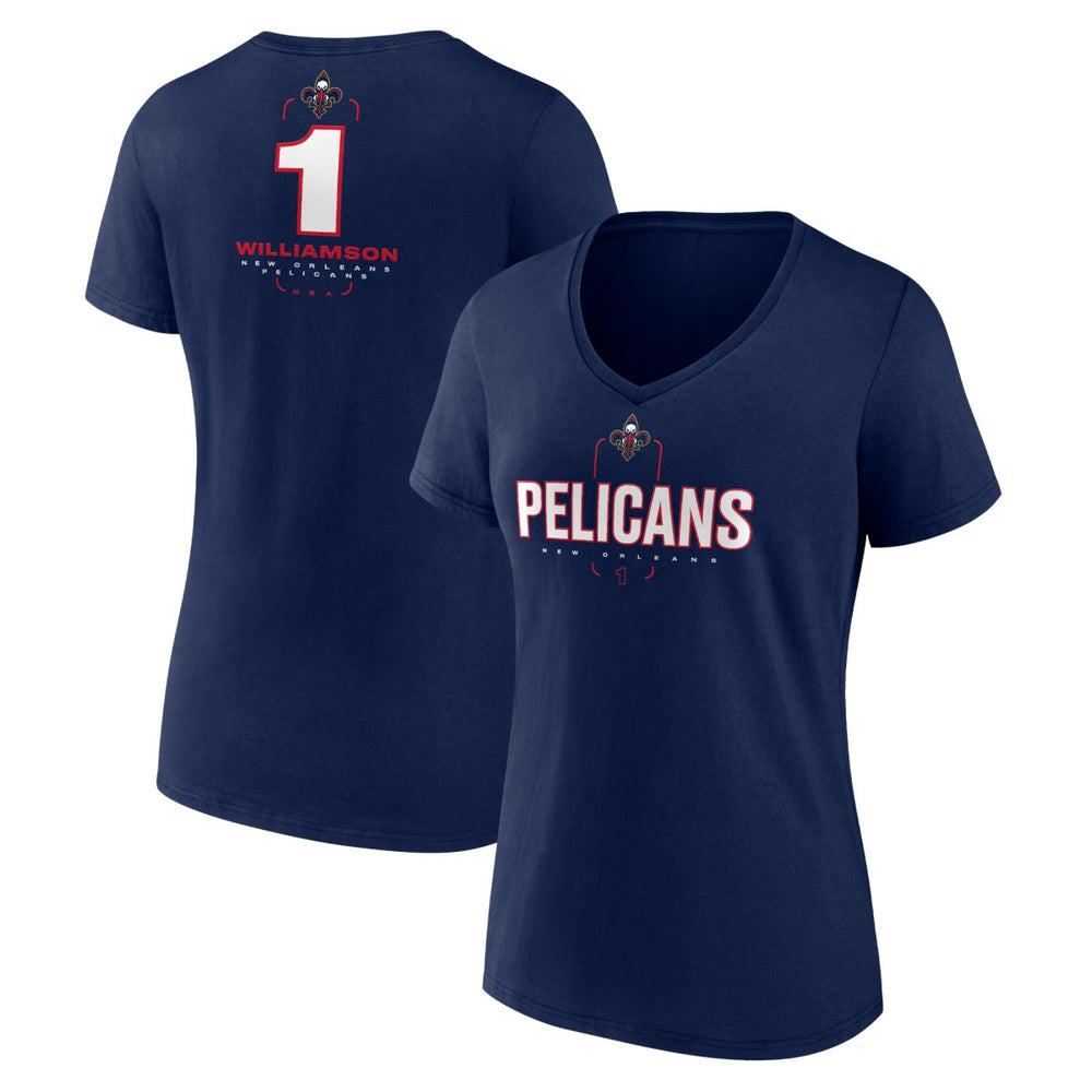 Zion Williamson New Orleans Pelicans Women's Behind The Back Name & Number V-Neck T-Shirt - Navy sale