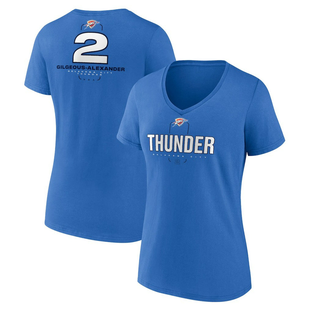 Shai Gilgeous-Alexander Oklahoma City Thunder Women's Behind The Back Name & Number V-Neck T-Shirt - Blue on sale