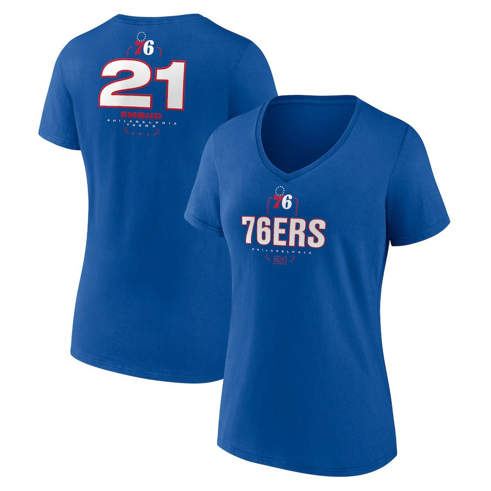 Joel Embiid Philadelphia 76ers Women's Behind The Back Name & Number V-Neck T-Shirt - Royal online