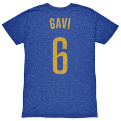 Gavi Barcelona 1863FC Player Name & Number Twisted Tri-Blend Slub T-Shirt - Heather Royal discount
