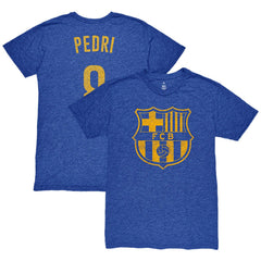 Pedri Barcelona 1863FC Player Name & Number Twisted Tri-Blend Slub T-Shirt - Heather Royal for sale