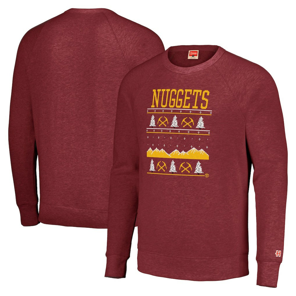 Denver Nuggets Homage Unisex Holiday Tri-Blend Raglan Pullover Sweatshirt sale - Red discount
