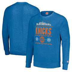 New York Knicks Homage Unisex Holiday Raglan Pullover Sweatshirt - Blue online