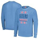 Philadelphia 76ers Homage Unisex Holiday Raglan Pullover Sweatshirt - Light Blue discount