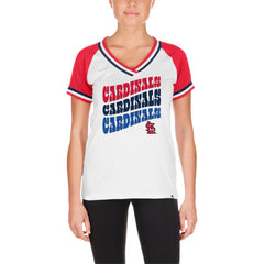 St. Louis Cardinals Women's Jersey Double Binding Raglan V-Neck T-Shirt - White | New Era