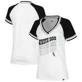 Chicago White Sox Women's Jersey Double Binding Raglan V-Neck T-Shirt - White | New Era