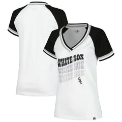 Chicago White Sox Women's Jersey Double Binding Raglan V-Neck T-Shirt - White | New Era