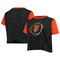 San Francisco Giants Women's Plus Size Crossover Back Cropped T-Shirt - Black | New Era