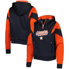 Houston Astros Women's Color Block Fleece Quarter-Zip Hoodie - Navy | New Era