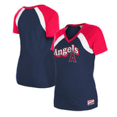 Los Angeles Angels Women's Heathered Raglan V-Neck T-Shirt - Navy | New Era
