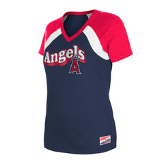 Los Angeles Angels Women's Heathered Raglan V-Neck T-Shirt - Navy | New Era
