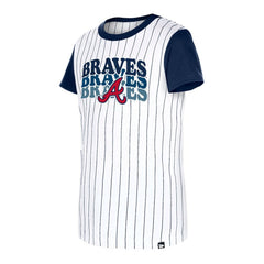 Atlanta Braves Girls Youth Pinstripe T-Shirt - White | New Era