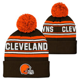 Cleveland Browns Youth Jacquard Cuffed Knit Hat with Pom - Brown outlet
