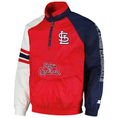 St. Louis Cardinals Starter Elite Raglan Half-Zip Jacket - Red/Navy