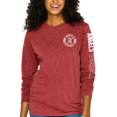 Los Angeles Angels Soft as a Grape Women's Pigment-Dyed Long Sleeve T-Shirt - Red