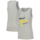 Pittsburgh Pirates Soft as a Grape Women's Gauze High Neck Tank Top - Gray