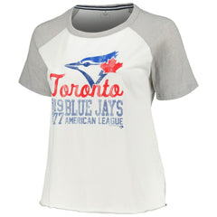 Toronto Blue Jays Soft as a Grape Women's Plus Size Baseball Raglan T-Shirt - White
