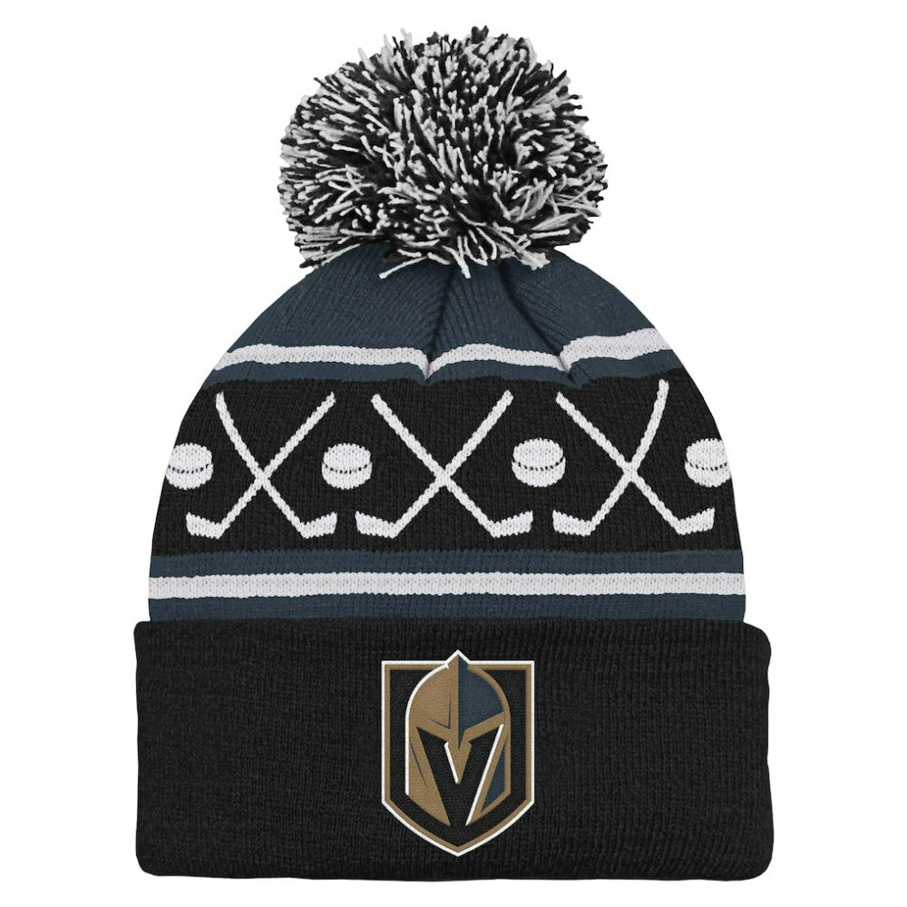 Vegas Golden Knights Preschool Faceoff Cuffed Knit Hat with Pom Black