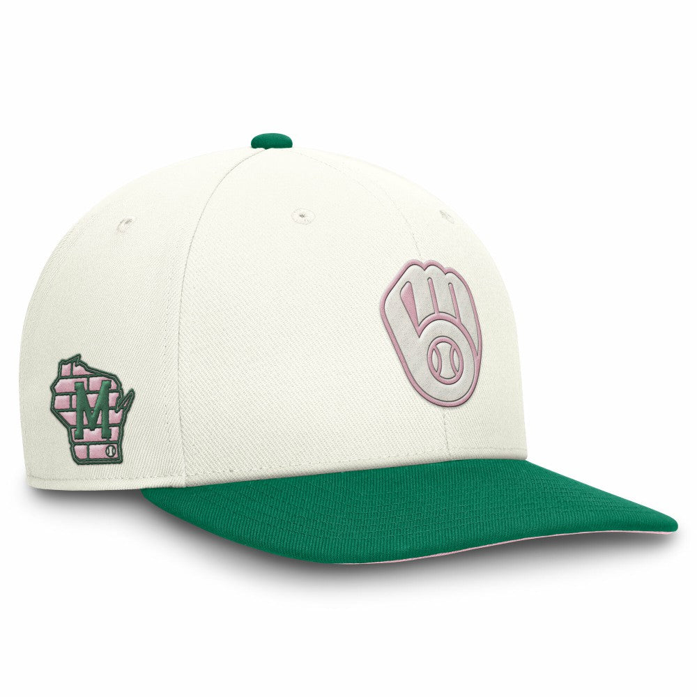 Milwaukee Brewers Sail Pro Performance Snapback Hat - Cream/Green | Nike