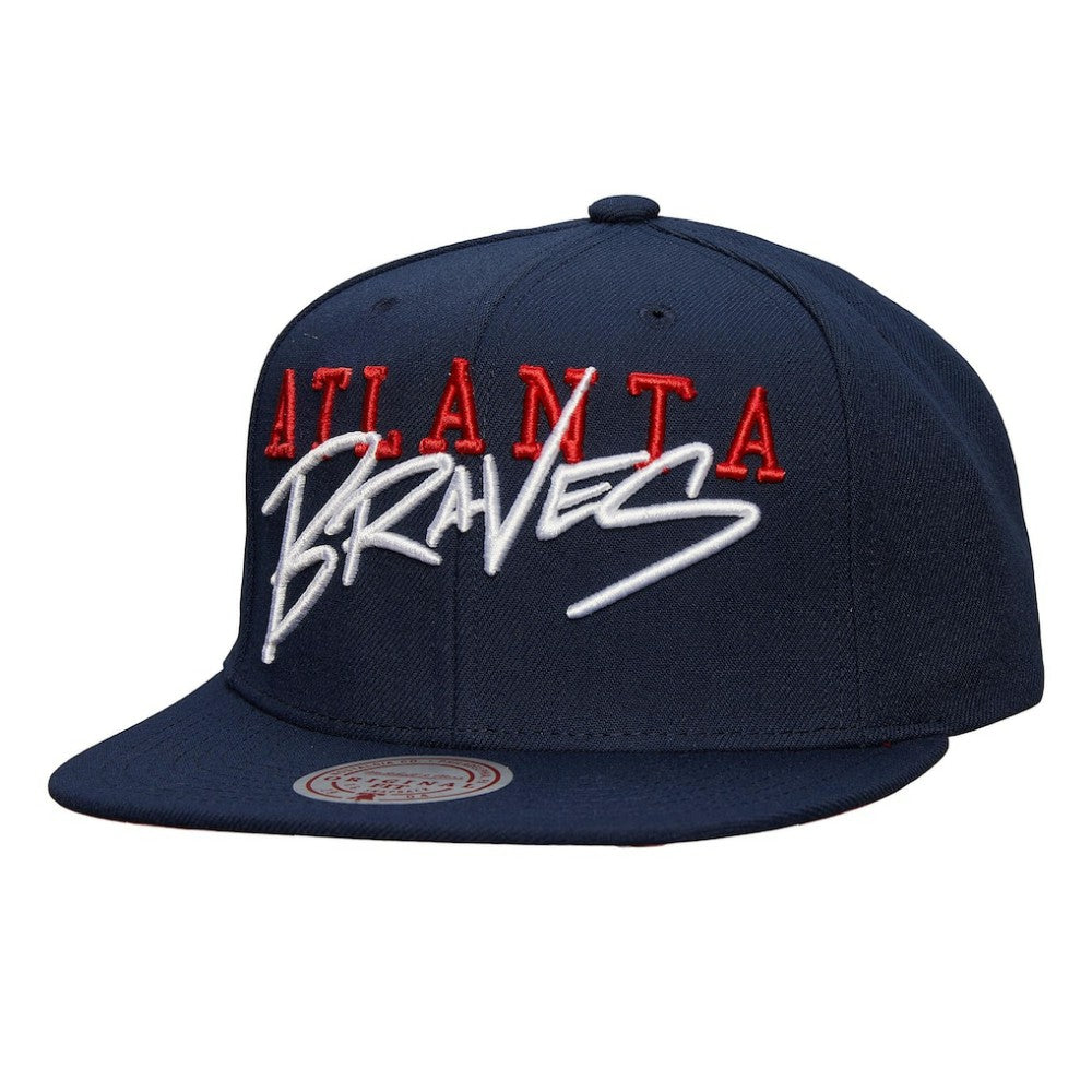 Atlanta Braves Team Tagged Snapback Hat - Navy | Mitchell & Ness