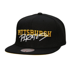 Pittsburgh Pirates Team Tagged Snapback Hat - Black | Mitchell & Ness