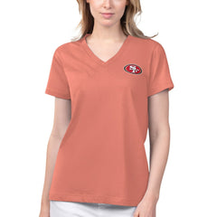 San Francisco 49ers Margaritaville Women's Game Time V-Neck T-Shirt - Coral on sale
