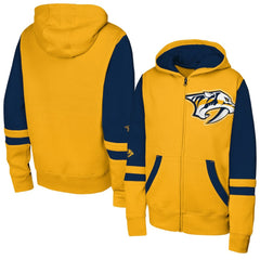 Nashville Predators Youth Face Off Full-Zip Hoodie Gold