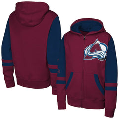 Colorado Avalanche Youth Face Off Full-Zip Hoodie Burgundy
