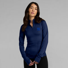 New York Yankees Women's Elements Raglan Tri-Blend Quarter-Zip Top - Navy