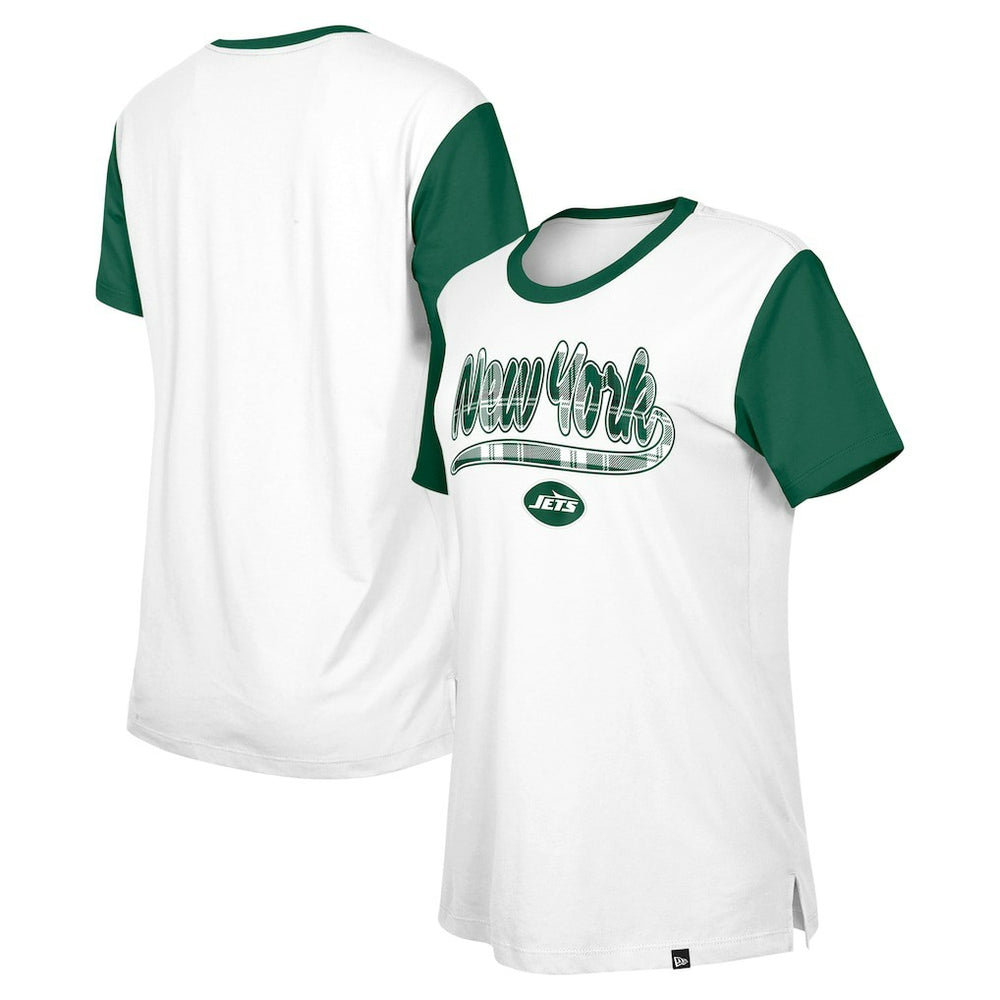 New York Jets New Era Women's 3rd Down T-Shirt - White/Green discount