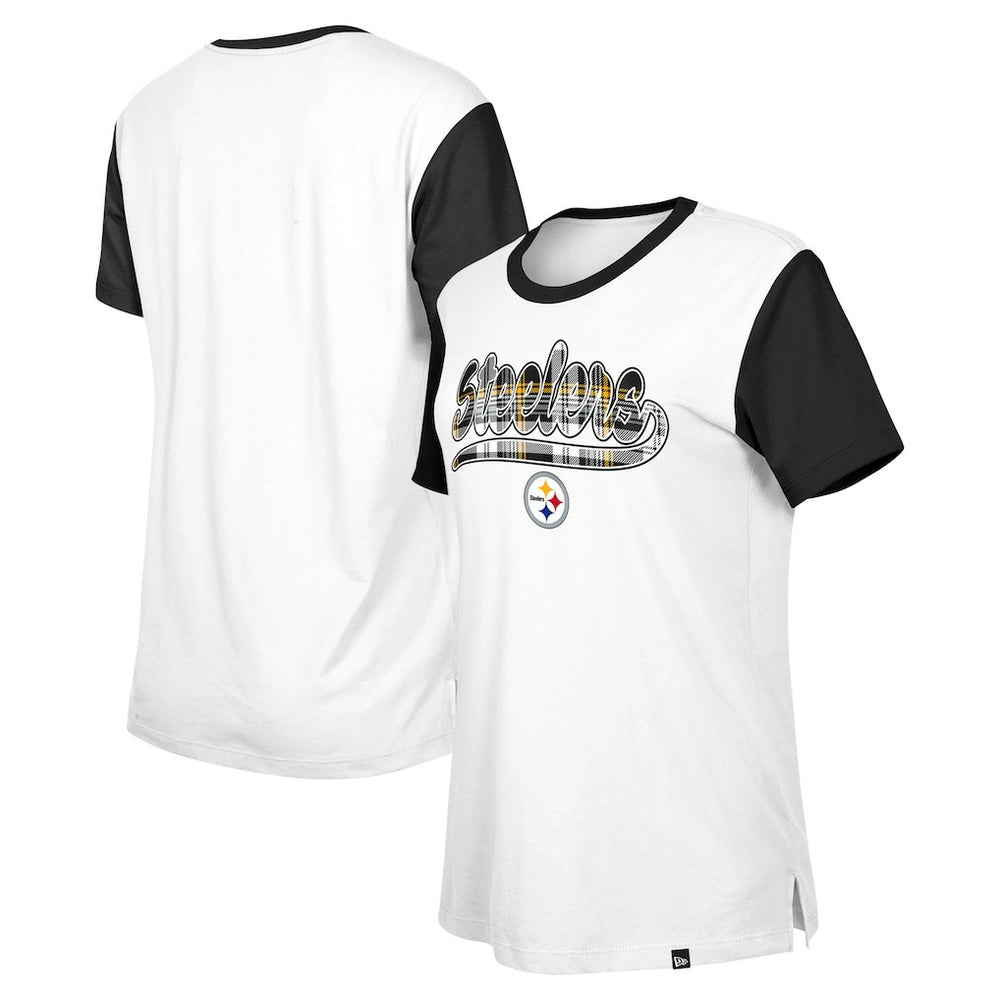 Pittsburgh Steelers New Era Women's 3rd Down T-Shirt - White/Black discount