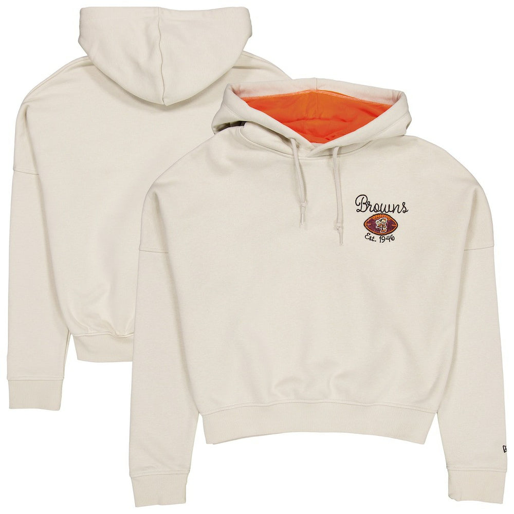 Cleveland Browns New Era Women's 3rd Down Historic Pullover Hoodie - Cream online