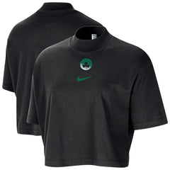 Boston Celtics Women's Courtside Mock Neck Loose Fit Cropped T-Shirt - Black | Nike on sale