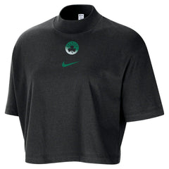 Boston Celtics Women's Courtside Mock Neck Loose Fit Cropped T-Shirt - Black | Nike on sale