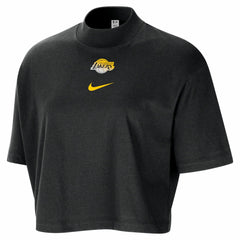 Los Angeles Lakers Women's Courtside Mock Neck Loose Fit Cropped T-Shirt - Black | Nike sale