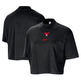 Chicago Bulls Women's Courtside Mock Neck Loose Fit Cropped T-Shirt sale - Black | Nike outlet