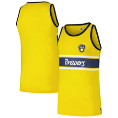 Milwaukee Brewers Jersey Ringer Tank Top - Gold | New Era