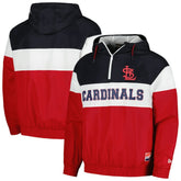 St. Louis Cardinals Ripstop Raglan Quarter-Zip Hoodie Windbreaker Jacket - Red | New Era