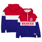 Atlanta Braves Ripstop Raglan Quarter-Zip Hoodie Windbreaker Jacket - Blue | New Era