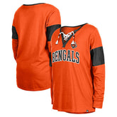 Cincinnati Bengals New Era Women's Lace-Up Notch-Neck Long Sleeve T-Shirt - Orange online