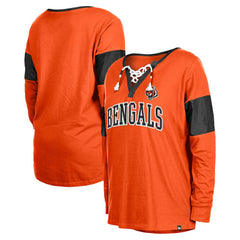 Cincinnati Bengals New Era Women's Lace-Up Notch-Neck Long Sleeve T-Shirt - Orange online