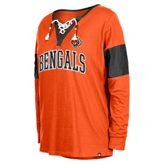 Cincinnati Bengals New Era Women's Lace-Up Notch-Neck Long Sleeve T-Shirt - Orange online