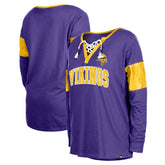 Minnesota Vikings New Era Women's Lace-Up Notch-Neck Long Sleeve T-Shirt - Purple online