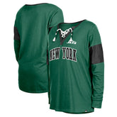 New York Jets New Era Women's Lace-Up Notch-Neck Long Sleeve T-Shirt - Green sale