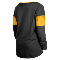 Pittsburgh Steelers New Era Women's Lace-Up Notch-Neck Long Sleeve T-Shirt - Black sale
