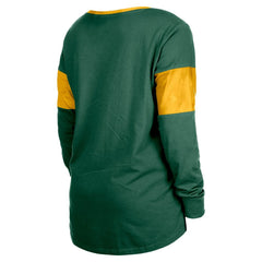 Green Bay Packers New Era Women's Lace-Up Notch-Neck Long Sleeve T-Shirt - Green outlet